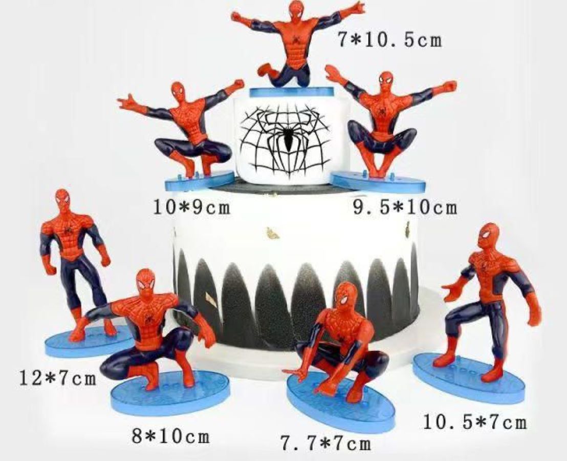 7 piece spiderman action figure cake topper set